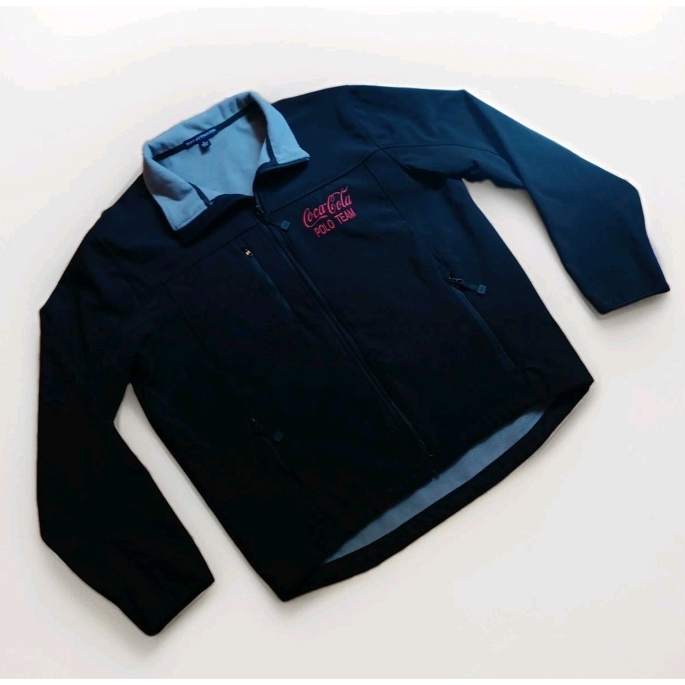 Port Authority Coca-Cola Polo Team Black Utility Full Zip Soft Shell Jacket Sz L